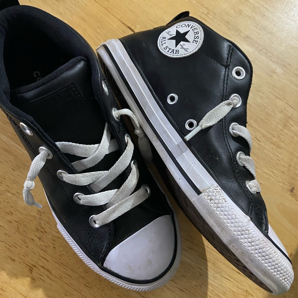 Converse Boys Faux Leather Black High Tops